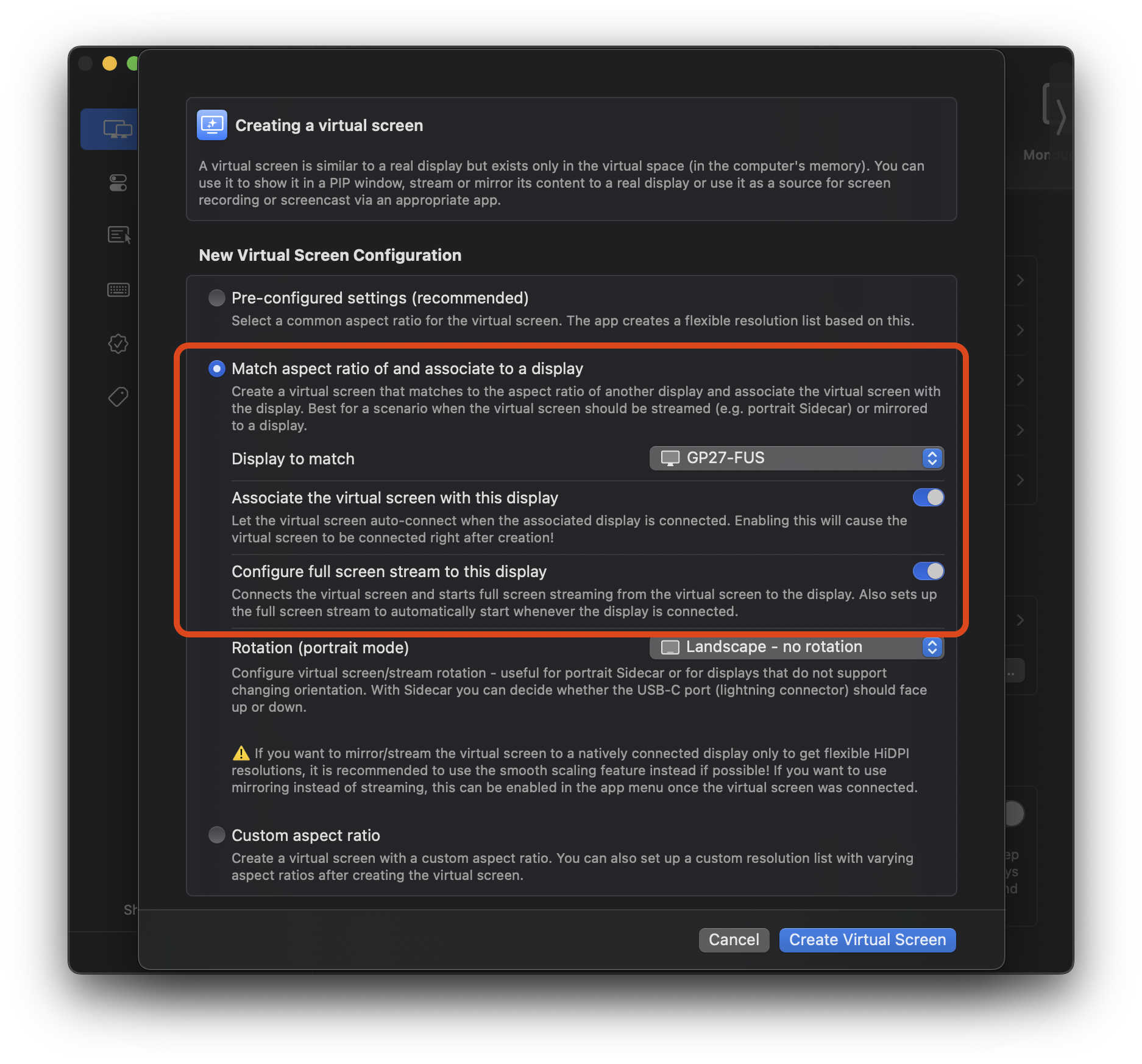 建立新虛擬螢幕