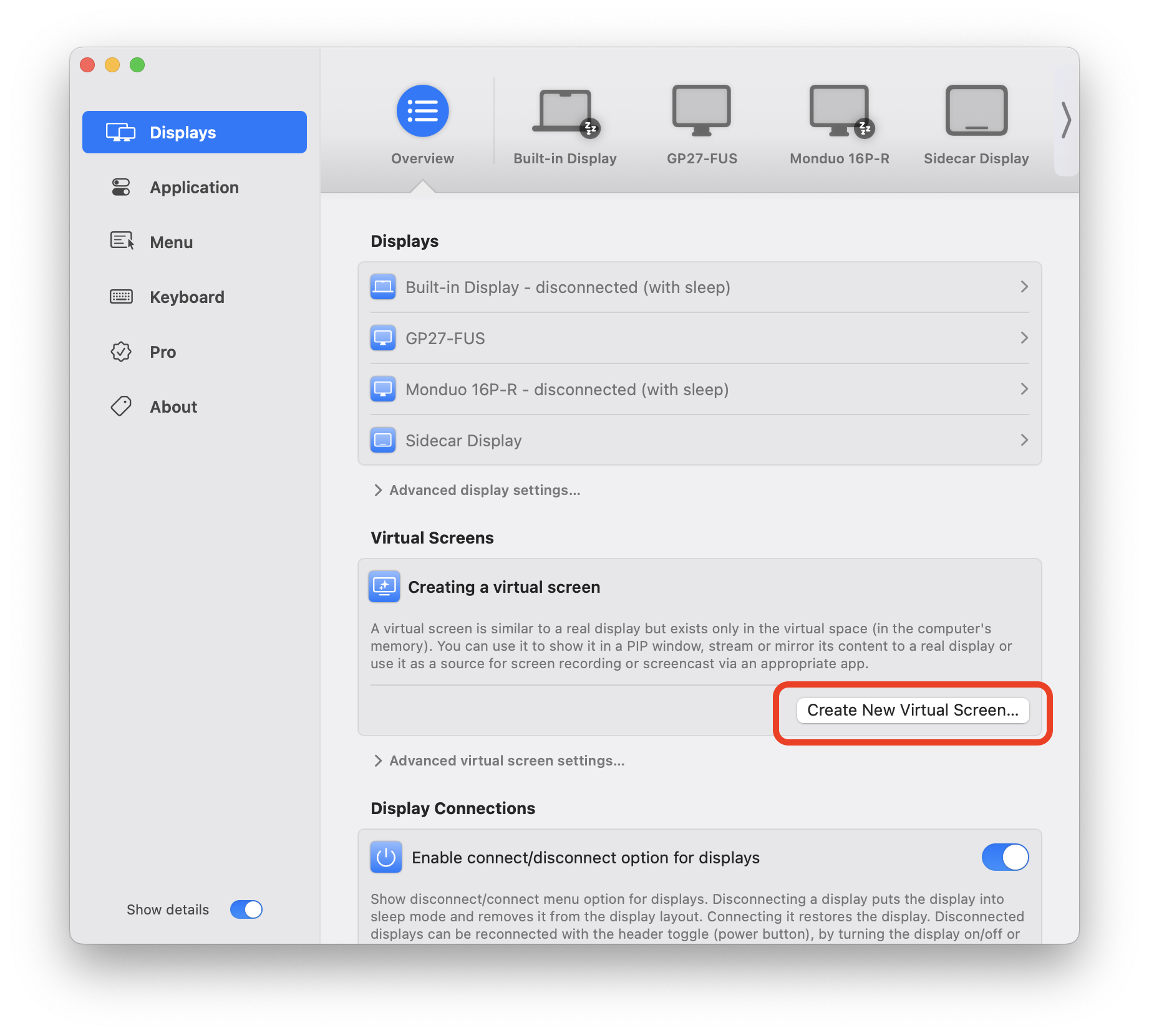 建立新虛擬螢幕
