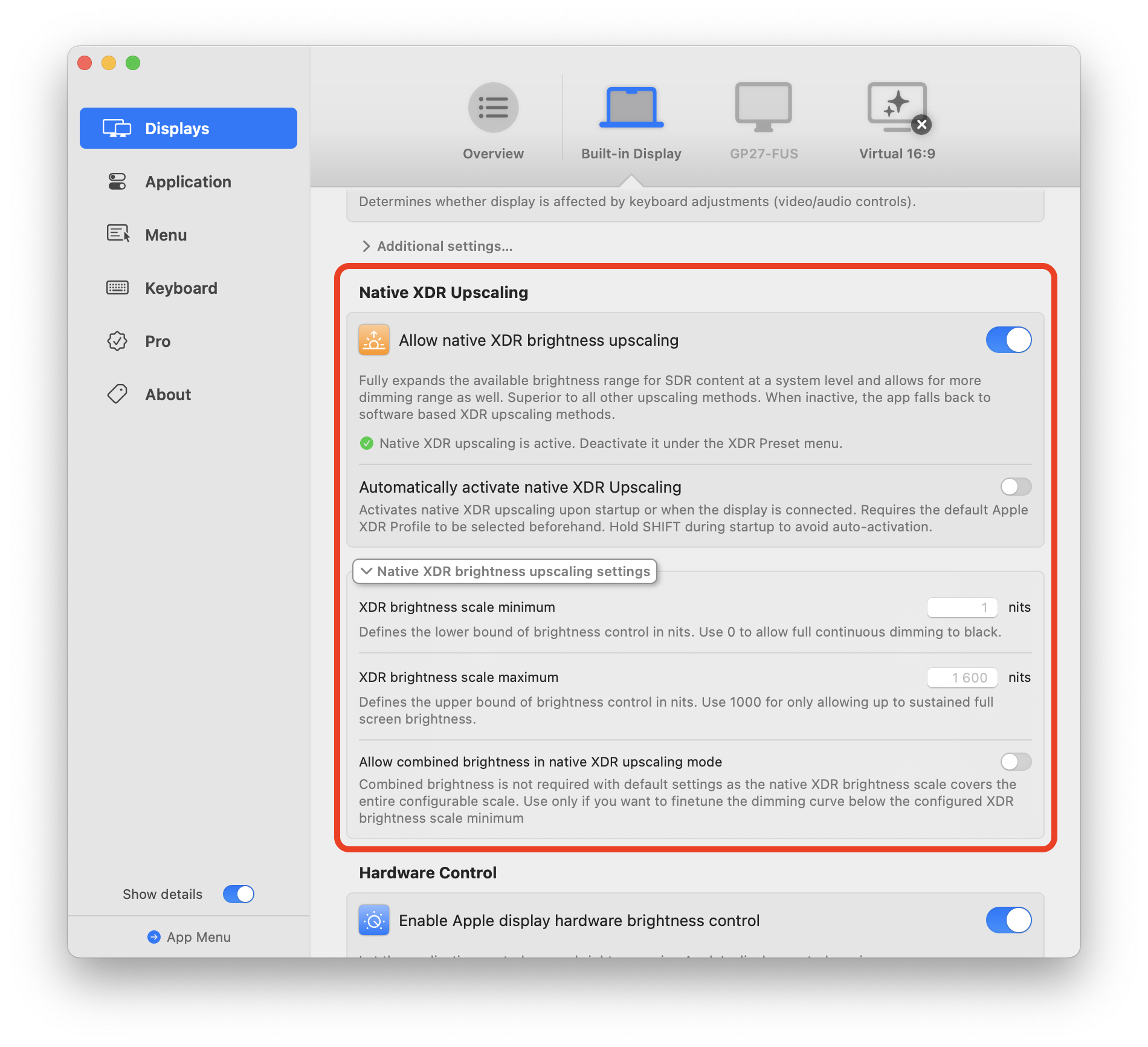 XDR 自動啟用設定